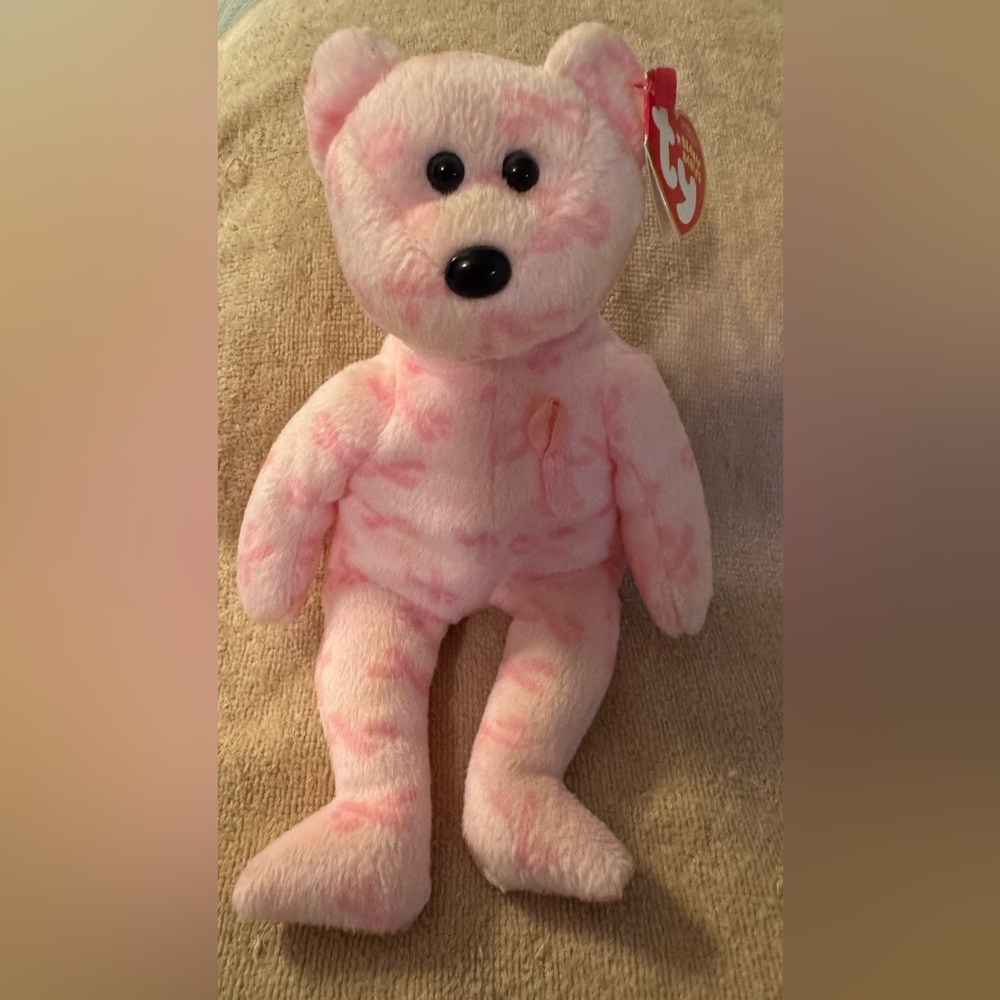 Ty Authentic Pink Breast Cancer Support Beanie With Original Hang Tag